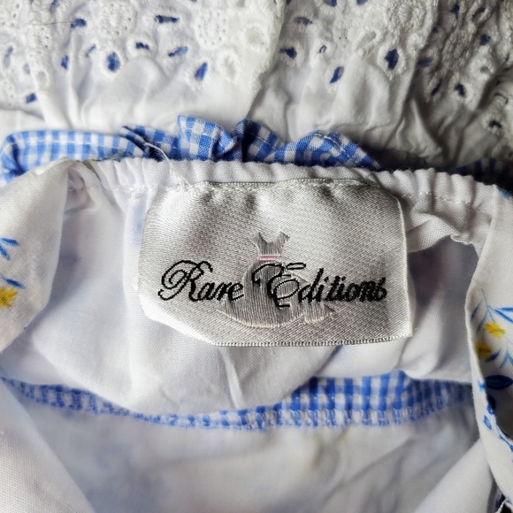 Rare Editions White, Blue, Yellow Floral Lace Baby Bodysuit Bubble Romper Sz 6m - Picture 3 of 14